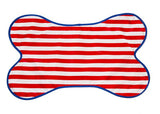 Freckled Sage Oilcloth Dog Mat in Stripe Red