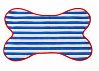 Freckled Sage oilcloth Dog Mat in Stripe Blue
