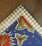 Christmas placemat kit in Stars on Blue and gold gingham oilcloth