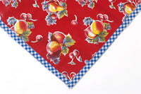 Tablecloth in Retro Red with Blue Gingham trim