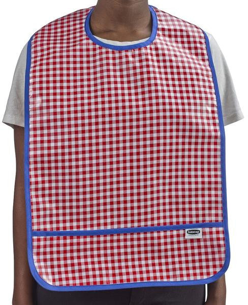 freckled sage gingham red adult bib