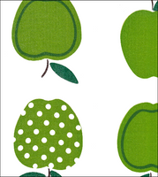 Green Apples & Dots oilcloth fabric swatch