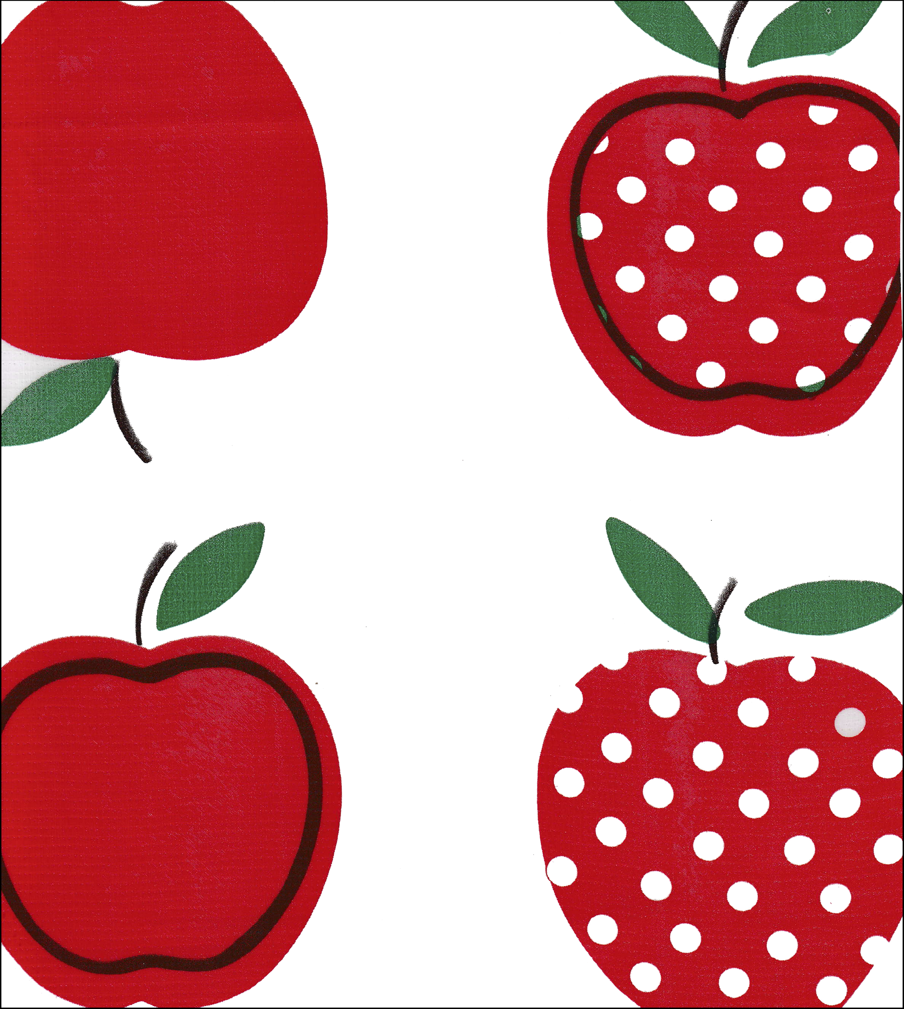 Oilcloth by the yard apples and dots red swatch