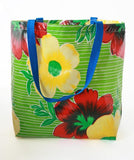 Freckled Sage Market Bag in Big Flowers & Stripes Lime