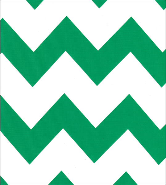 Green Chevron oilcloth fabric swatch