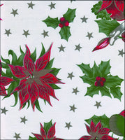 close up Christmas Stars on White oilcloth