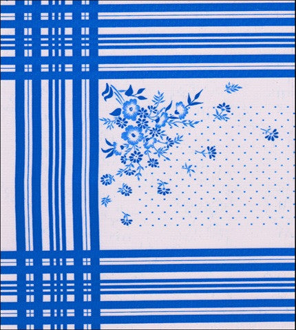 Cornflowers on Blue oilcloth fabric swatch