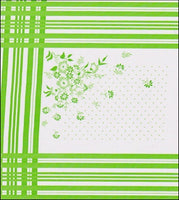 Cornflowers on  lime oilcloth swatch