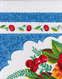 Country Apples on Blue oilcloth Fabric