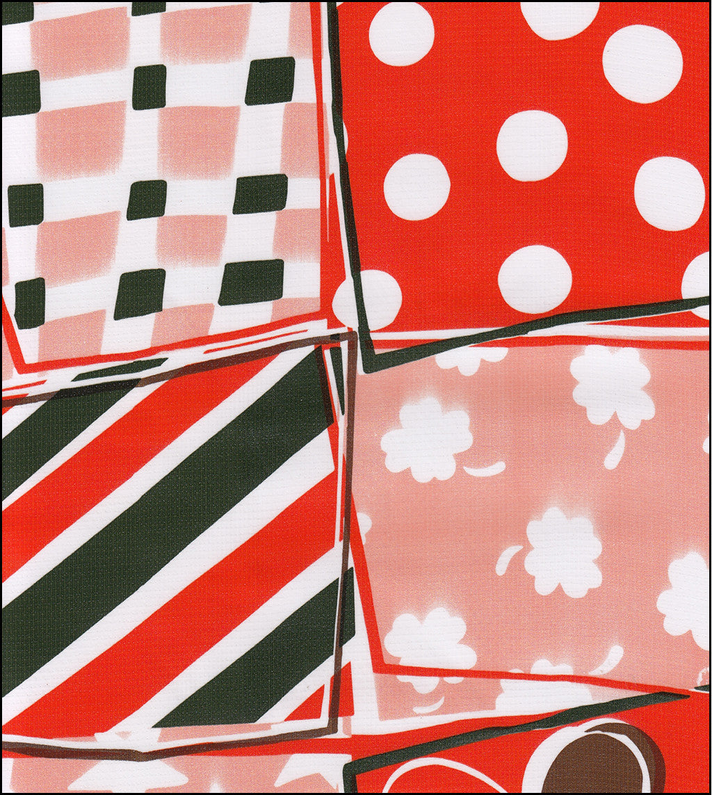 Oilcloth by the yard crazy quilt orange swatch