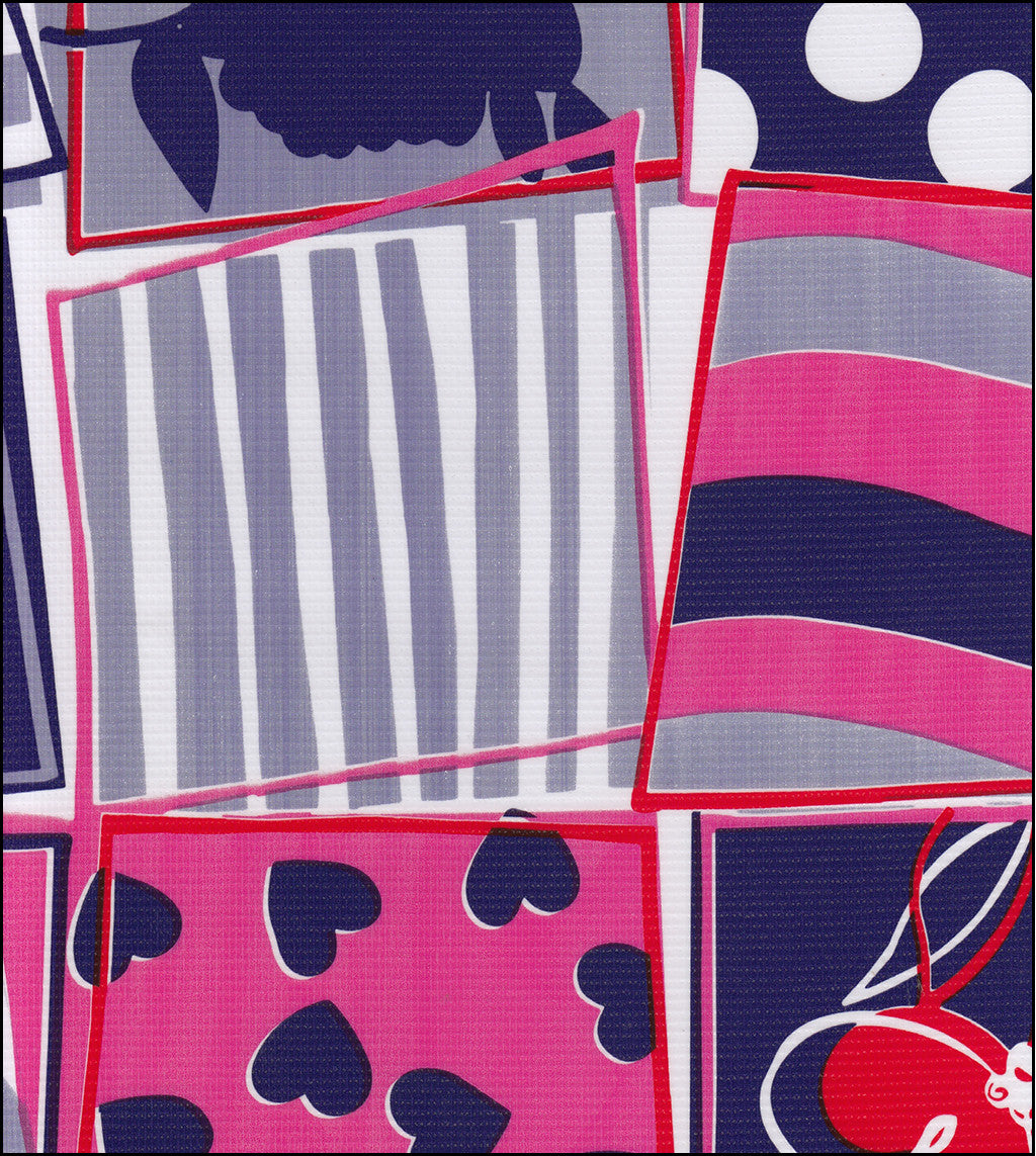 Oilcloth by the yard crazy quilt purple swatch