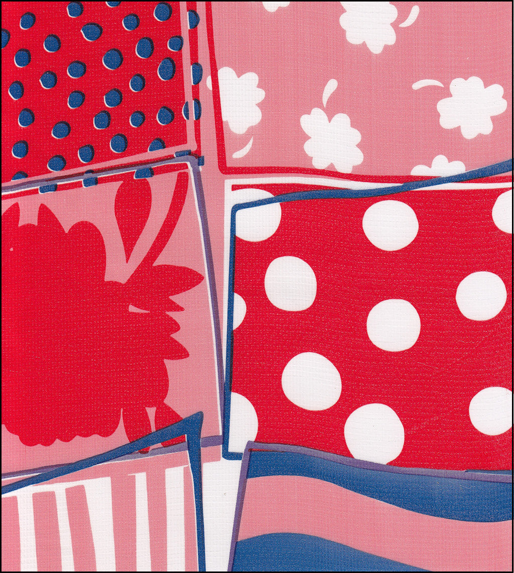 Oilcloth by the yard crazy quilt red swatch
