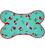 Freckled Sage Oilcloth Dog Mat in Cherry Aqua