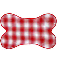 Freckled Sage Oilcloth Dog Mat in Red Check