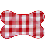 Freckled Sage Oilcloth Dog Mat in Red Check