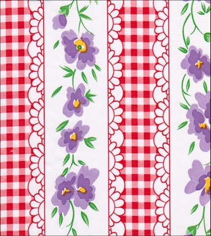 oilcloth by the yard flowers and gingham red swatch