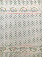 Silver Ribbons and Flowers on white oilcloth fabric