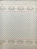 Silver Ribbons and Flowers on white oilcloth fabric