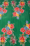 Christmas Poinsettia on Green oilcloth