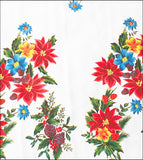 Poinsettias on White oilcloth fabric