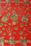 Christmas Bells and Bows on Red oilcloth swatch