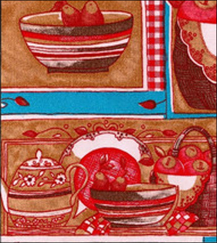 Kitchen with Solid Blue and Red Gingham oilcloth