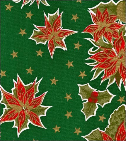 Christmas Stars on Green oilcloth
