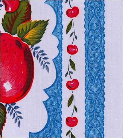 oilcloth by the yard country apple blue swatch
