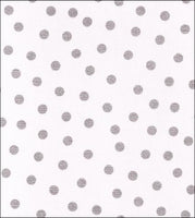 silver polka dots  on solid white oilcloth