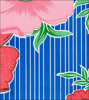 Big Flowers & Stripes Blue oilcloth