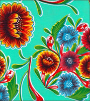  Bloom Aqua oilcloth fabric