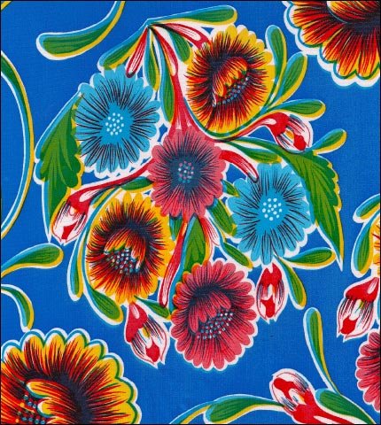 Bloom Blue oilcloth fabric