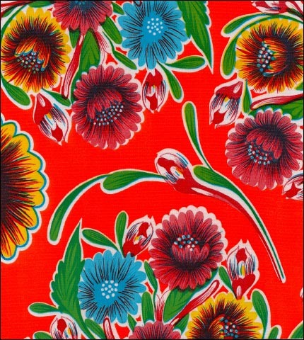oilcloth by the yard bloom deep orange swatch