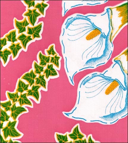 Calla Lillies on Pink oilcloth swatch