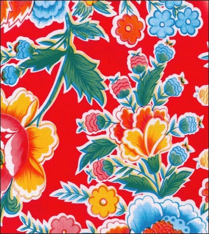 oilcloth by the yard fantasia red swatch