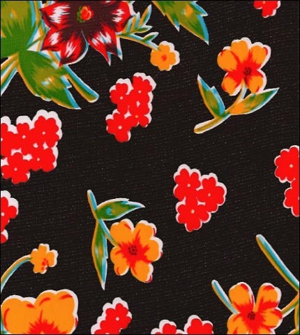  Istanbul flowers on Black oilcloth fabric
