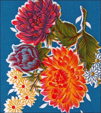 oilcloth by the yard mum blue swatch