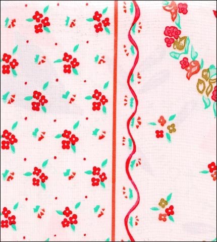 Red Ribbons & Bows on White oilcloth