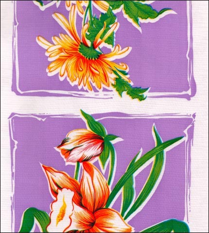 Sentimental flowers on Purple oilcloth 