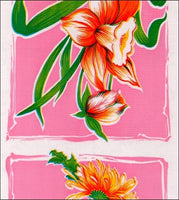 Sentimental flowers on Pink oilcloth