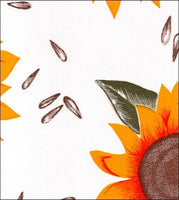 Sunflowers on White oilcloth fabric