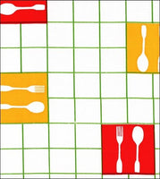 Forks and Spoons on Lime oilcloth