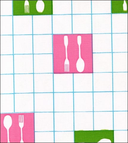 Forks & Spoons Light Blue oilcloth
