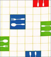 Forks & Spoons on Yellow oilcloth yardage