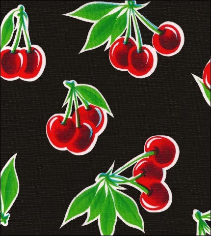 oilcloth by the yard cherry black swatch