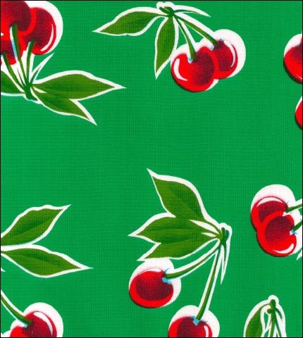 oilcloth by the yard cherry green swatch