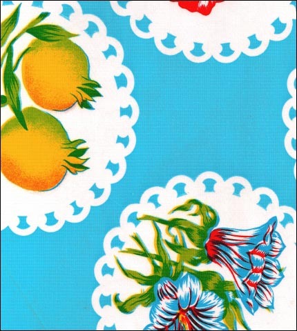 oilcloth by the yard doily 2 light blue swatch