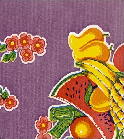 oilcloth by the yard fruit basket purple swatch