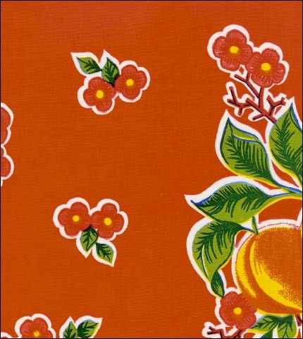 Fruit Baskets on Red oilcloth fabric
