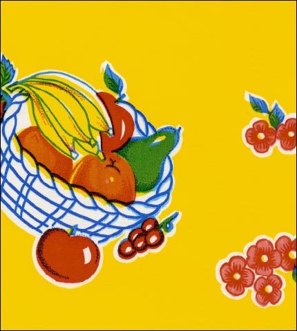 Fruit Baskets on Yellow oilcloth fabric
